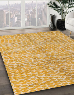 Abstract Chrome Gold Yellow Modern Rug in Family Room, abs5248
