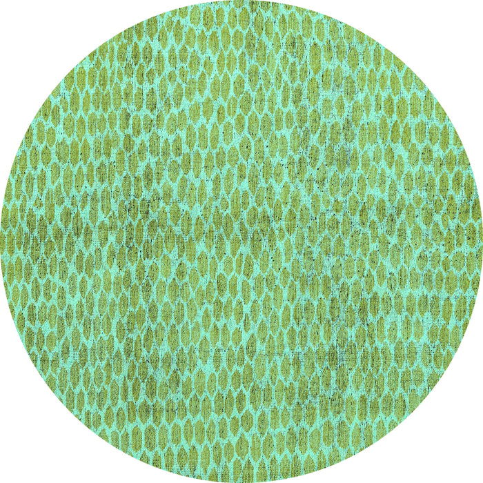 Round Machine Washable Abstract Turquoise Modern Area Rugs, wshabs5248turq