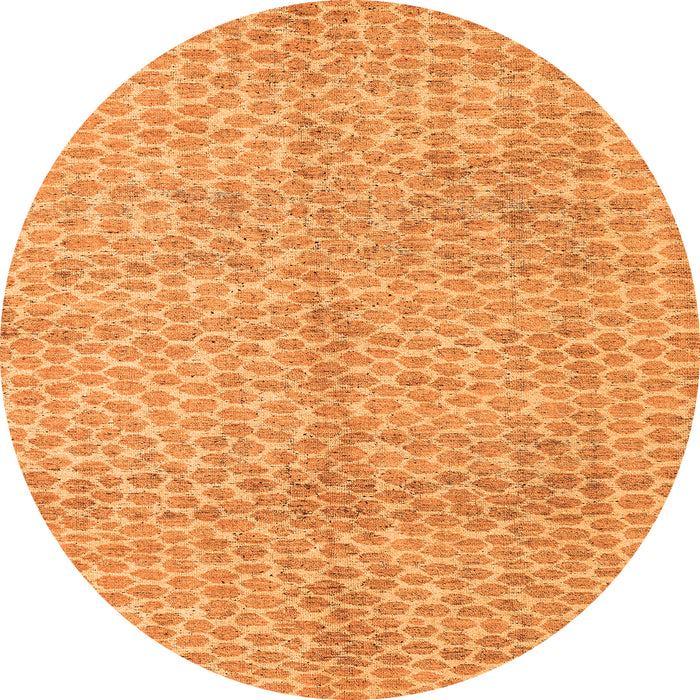 Round Machine Washable Abstract Orange Modern Area Rugs, wshabs5248org