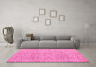 Machine Washable Abstract Pink Modern Rug in a Living Room, wshabs5248pnk