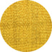 Round Abstract Yellow Modern Rug, abs5248yw