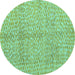 Round Abstract Turquoise Modern Rug, abs5248turq