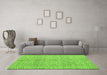 Machine Washable Abstract Green Modern Area Rugs in a Living Room,, wshabs5248grn