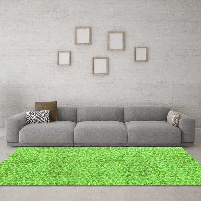 Machine Washable Abstract Green Modern Area Rugs in a Living Room,, wshabs5248grn