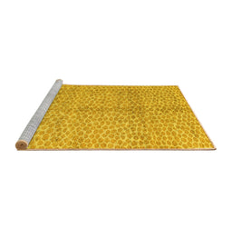 Sideview of Machine Washable Abstract Yellow Modern Rug, wshabs5248yw