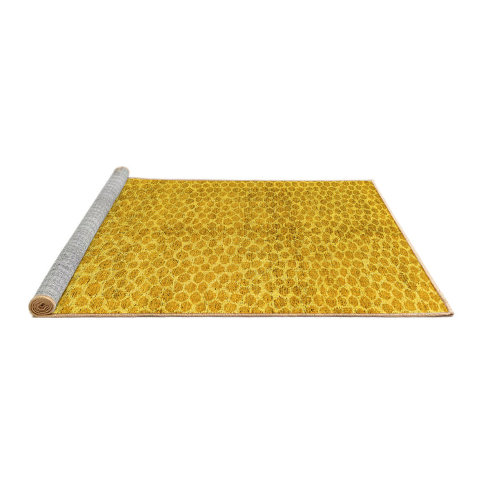 Sideview of Machine Washable Abstract Yellow Modern Rug, wshabs5248yw