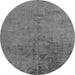 Round Machine Washable Abstract Gray Modern Rug, wshabs5249gry