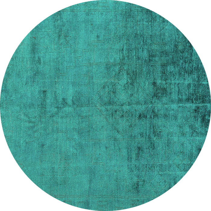 Round Abstract Turquoise Modern Rug, abs5249turq