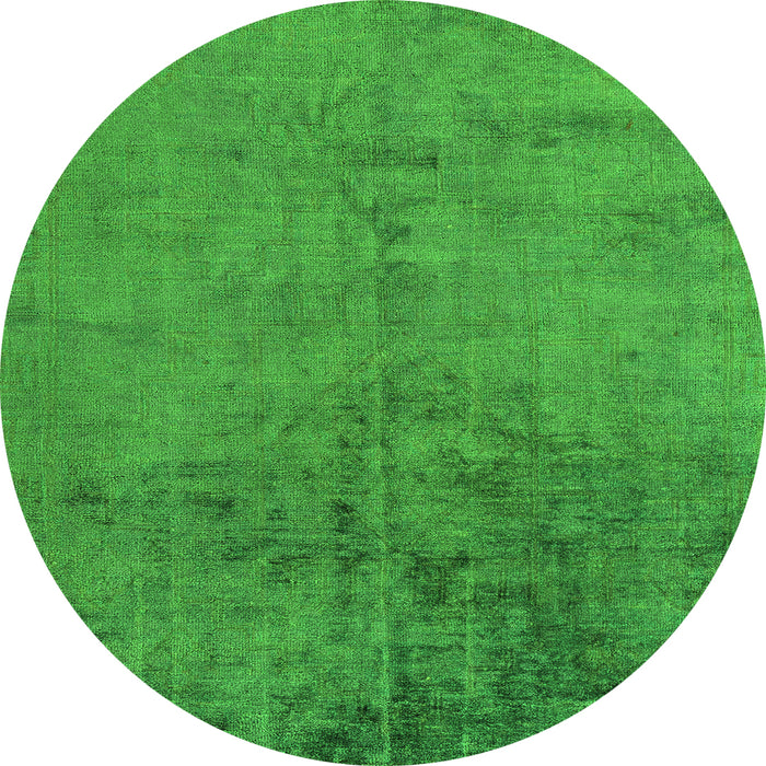 Round Machine Washable Abstract Green Modern Area Rugs, wshabs5249grn