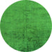 Round Machine Washable Abstract Green Modern Area Rugs, wshabs5249grn