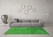 Machine Washable Abstract Green Modern Area Rugs in a Living Room,, wshabs5249grn