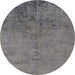 Round Abstract Gunmetal Gray Modern Rug, abs5249