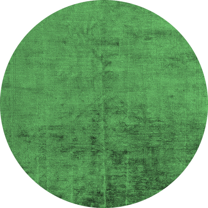 Round Machine Washable Abstract Emerald Green Modern Area Rugs, wshabs5249emgrn