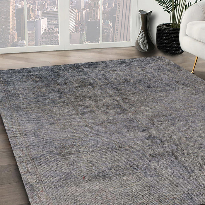 Machine Washable Abstract Gunmetal Gray Rug in a Family Room, wshabs5249