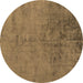 Round Abstract Brown Modern Rug, abs5249brn