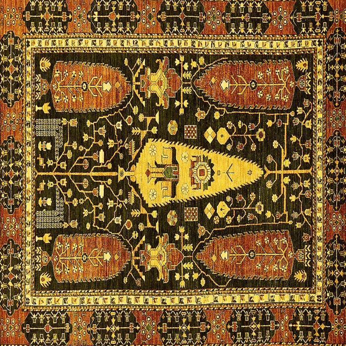 Square Machine Washable Abstract Yellow Modern Rug, wshabs524yw