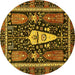 Round Machine Washable Abstract Yellow Modern Rug, wshabs524yw