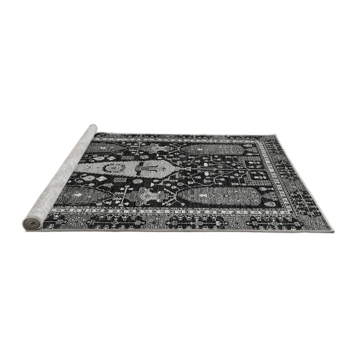 Sideview of Machine Washable Abstract Gray Modern Rug, wshabs524gry
