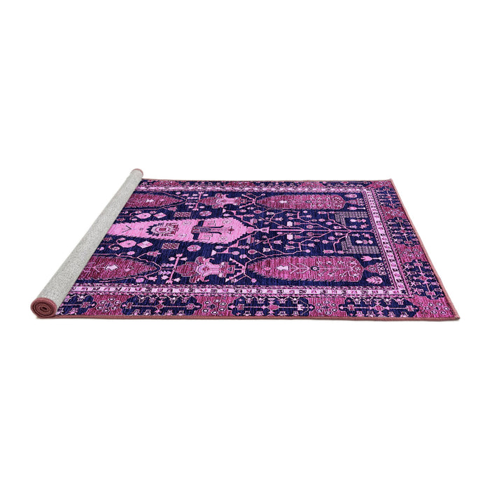 Sideview of Machine Washable Abstract Purple Modern Area Rugs, wshabs524pur