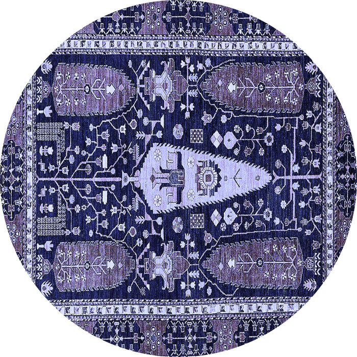 Round Abstract Blue Modern Rug, abs524blu