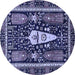 Round Abstract Blue Modern Rug, abs524blu