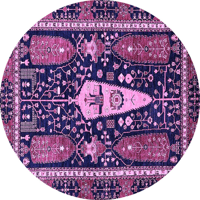 Round Abstract Purple Modern Rug, abs524pur