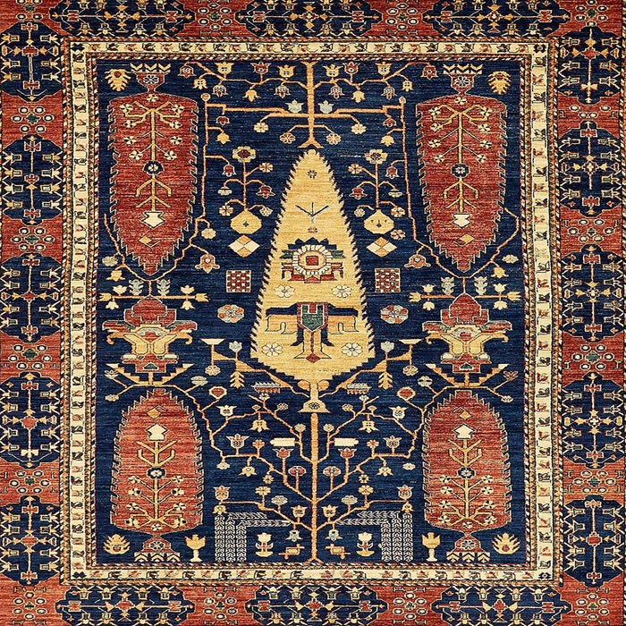 Square Abstract Orange Brown Modern Rug, abs524