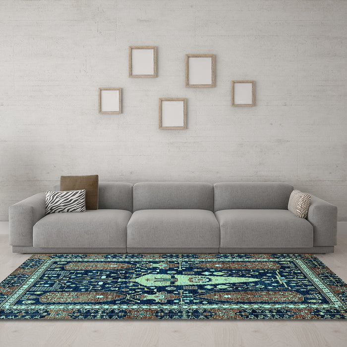 Machine Washable Abstract Light Blue Modern Rug in a Living Room, wshabs524lblu