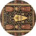 Round Machine Washable Abstract Brown Modern Rug, wshabs524brn