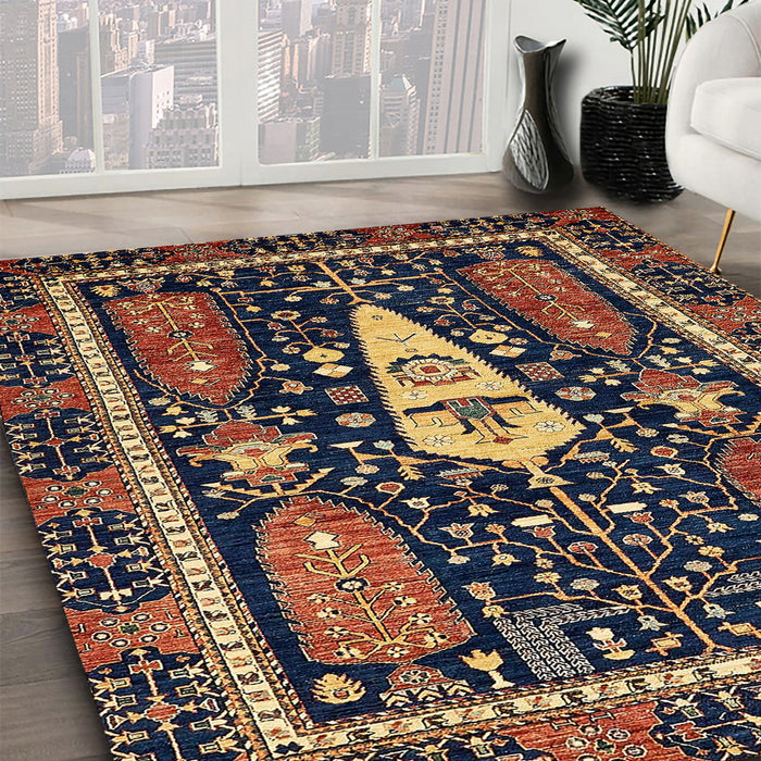 Abstract Orange Brown Modern Rug in Family Room, abs524