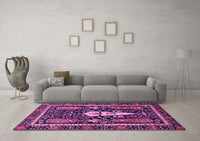 Machine Washable Abstract Pink Modern Rug, wshabs524pnk