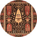 Round Abstract Orange Modern Rug, abs524org