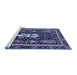 Sideview of Machine Washable Abstract Blue Modern Rug, wshabs524blu