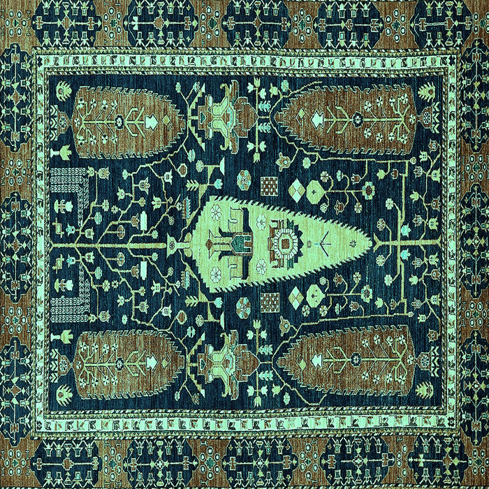 Square Abstract Turquoise Modern Rug, abs524turq