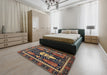 Abstract Orange Brown Modern Rug in a Bedroom, abs524