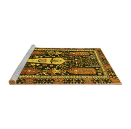 Sideview of Machine Washable Abstract Yellow Modern Rug, wshabs524yw
