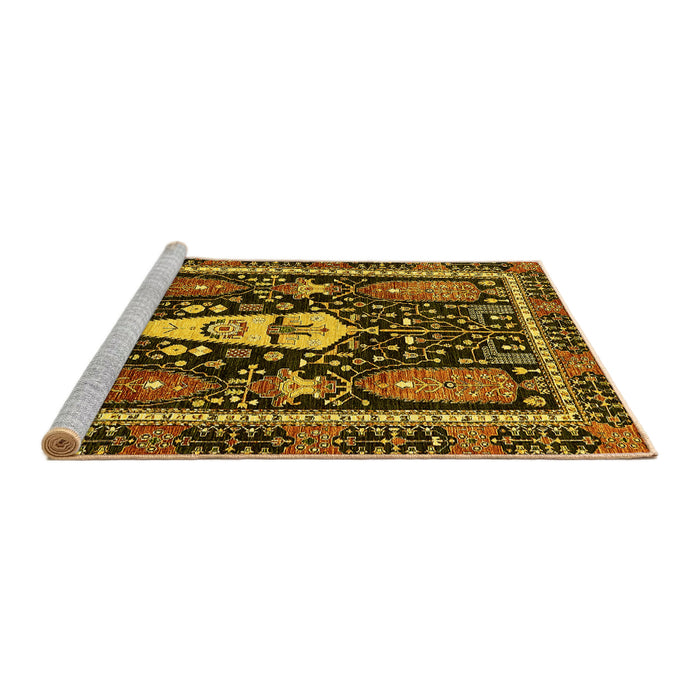Sideview of Machine Washable Abstract Yellow Modern Rug, wshabs524yw