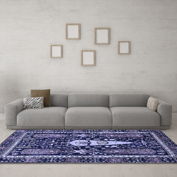 Machine Washable Abstract Blue Modern Rug in a Living Room, wshabs524blu