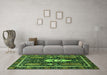 Machine Washable Abstract Green Modern Area Rugs in a Living Room,, wshabs524grn