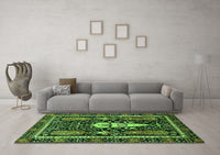 Machine Washable Abstract Green Modern Rug, wshabs524grn