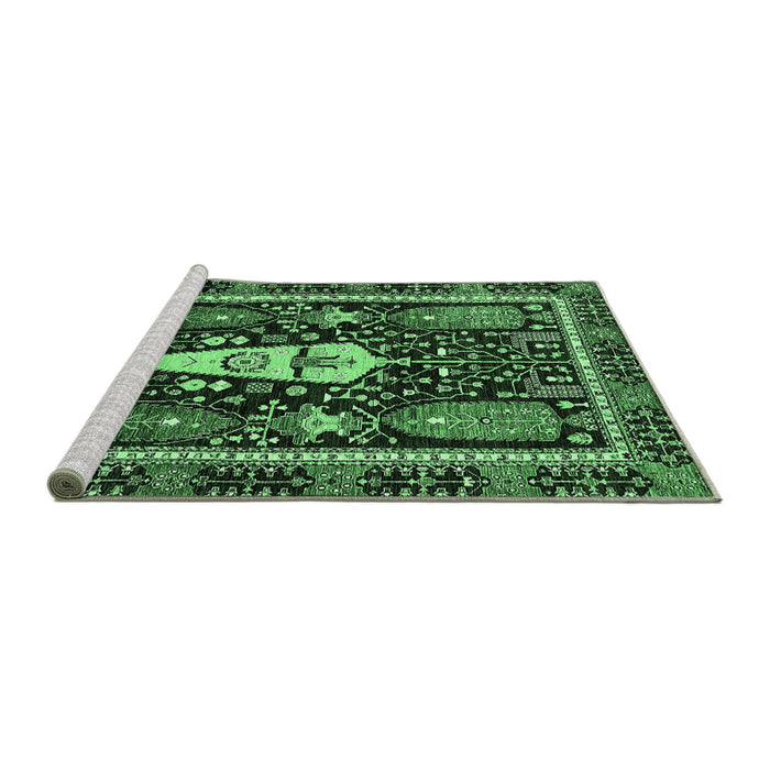 Sideview of Machine Washable Abstract Emerald Green Modern Area Rugs, wshabs524emgrn
