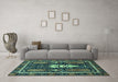 Machine Washable Abstract Turquoise Modern Area Rugs in a Living Room,, wshabs524turq