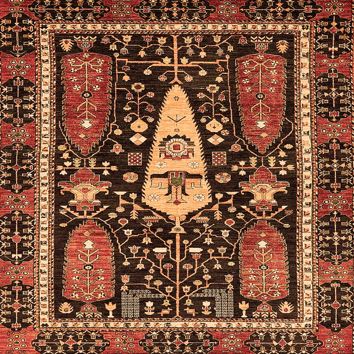 Square Machine Washable Abstract Orange Modern Area Rugs, wshabs524org