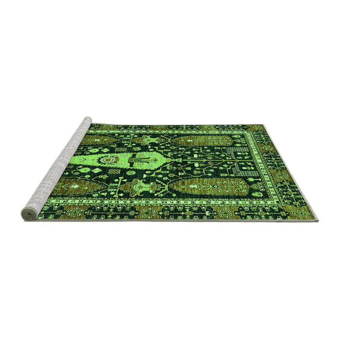 Sideview of Machine Washable Abstract Green Modern Area Rugs, wshabs524grn