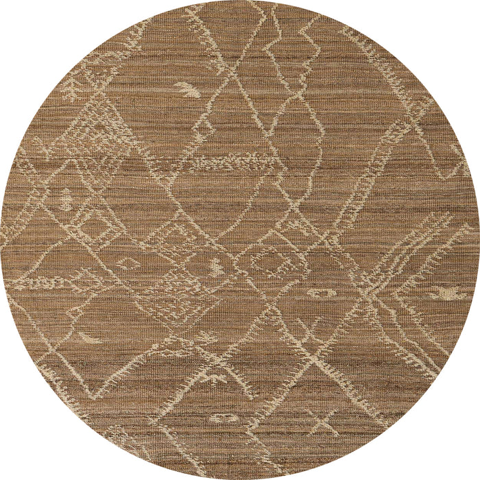 Round Abstract Saddle Brown Modern Rug, abs5250