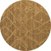 Round Abstract Brown Modern Rug, abs5250brn