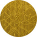 Round Abstract Yellow Modern Rug, abs5250yw