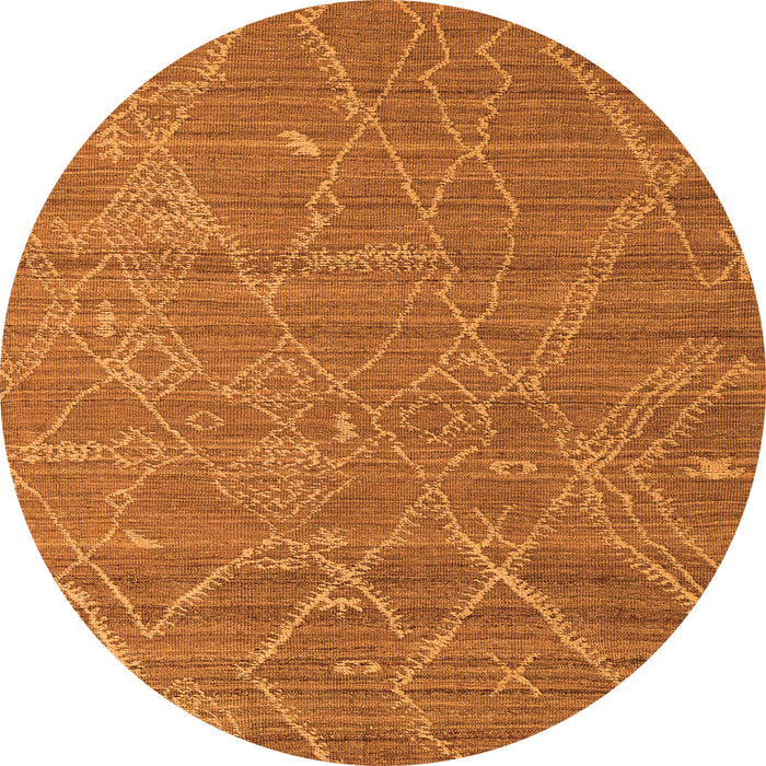 Round Machine Washable Abstract Orange Modern Area Rugs, wshabs5250org