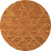 Round Machine Washable Abstract Orange Modern Area Rugs, wshabs5250org