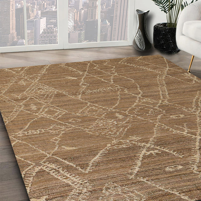 Machine Washable Abstract Saddle Brown Rug in a Family Room, wshabs5250